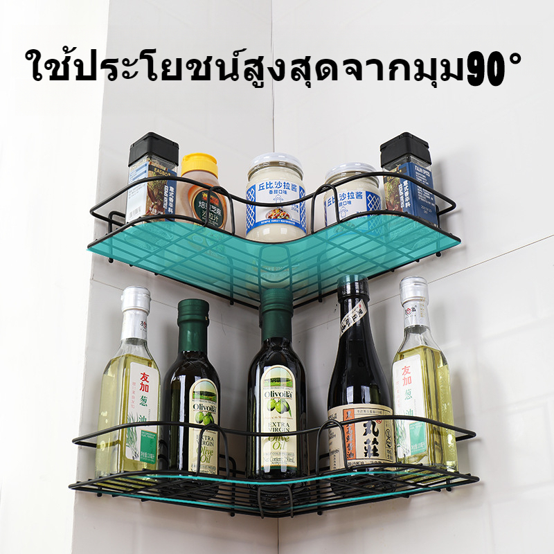ที่วางของ ในห้องน้ำ ที่เก็บของ เข้ามุม  วางของ ที่วางแชมพู มอบให้ พกตะขอติดผนัง กันน้ำและกันสนิมวางของมั่นคง - รูปที่ 2