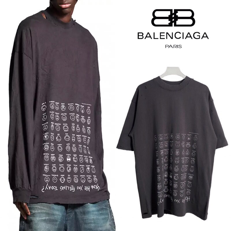 เสื้อยืดแขนสั้น Balenciaga How Are You Feeling Today T-Shirt (สีดำ)
