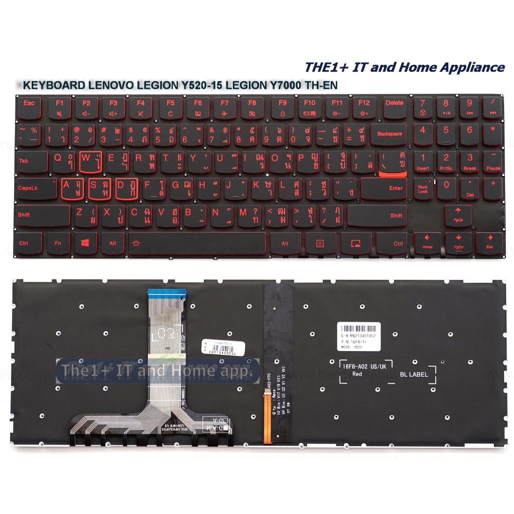 คีย์บอร์ดโน๊ตบุ๊ค KEYBOARD LENOVO LEGION Y520-15 LEGION Y7000 TH-EN