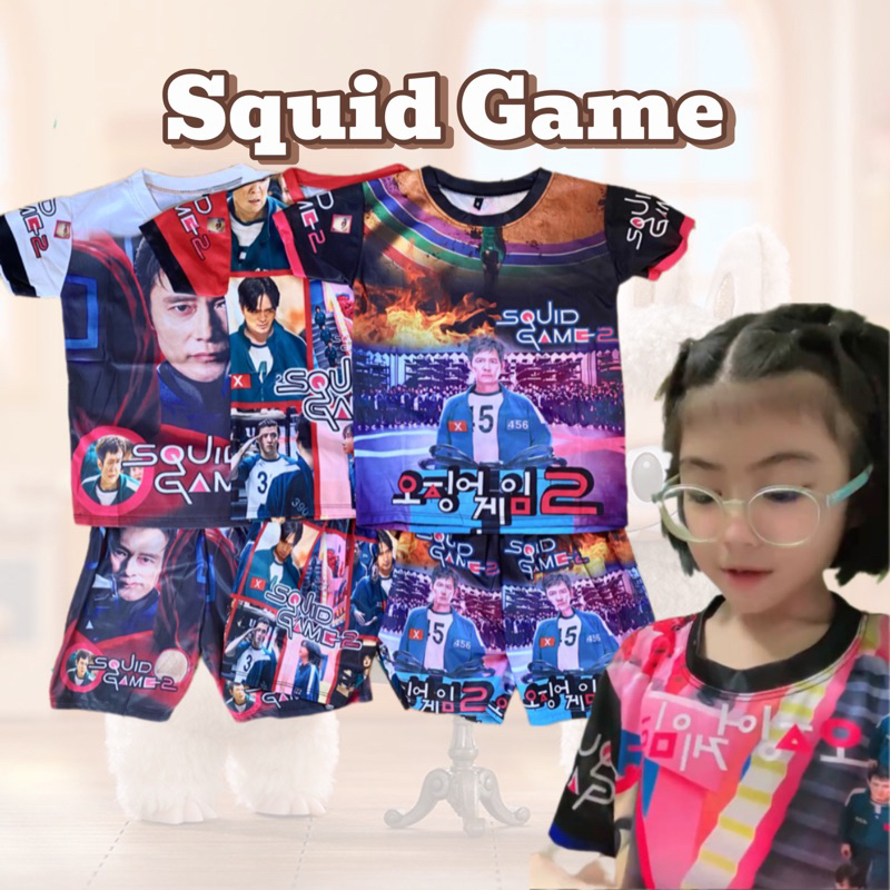 ชุดเด็ก Squid Game สำหรับเด็กอายุ 4-8 ปี เสื้อผ้าเด็ก