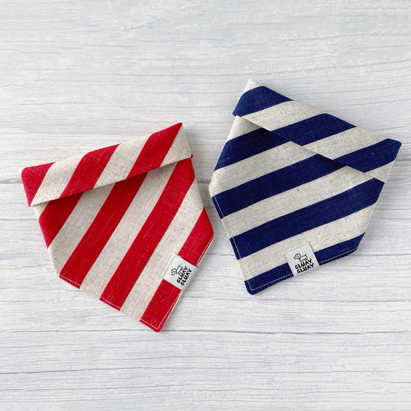 GLUAY GLUAY - ผ้าพันคอหมาแมว ผ้าพันคอสัตว์เลี้ยง - ลายทางมินิมอล Linen Stripe