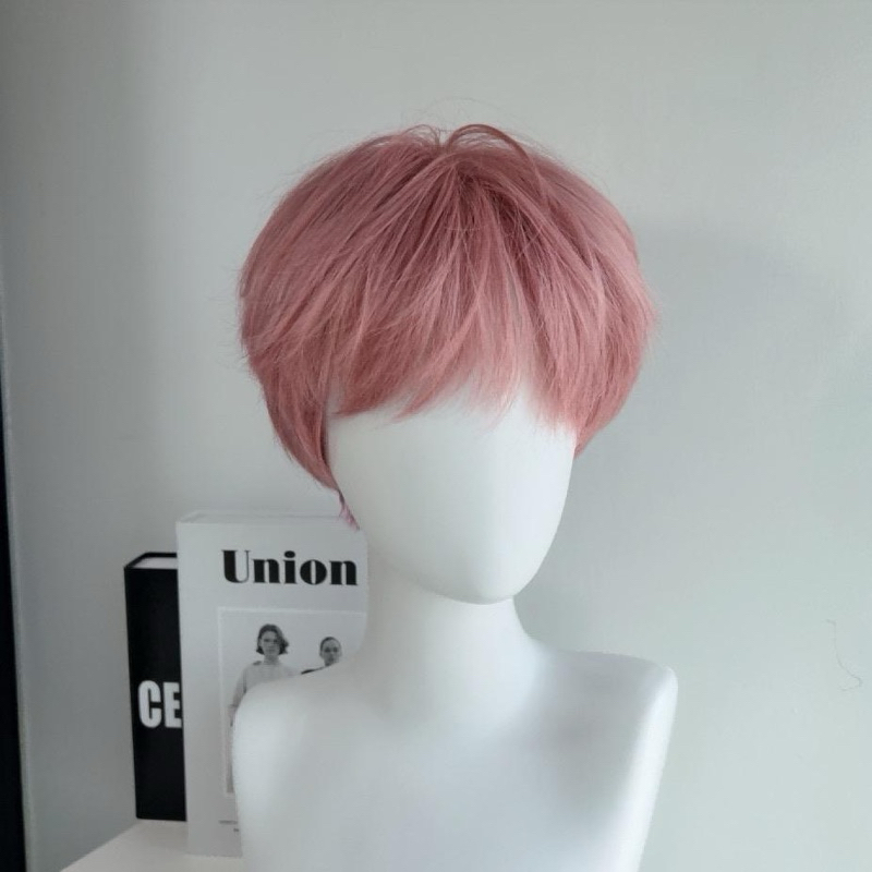 linghongli วิกเต็ม ทรงกระตุกสั่น MGB-517 สีชมพู ทรงเท่ๆ มีสไตล์บุกสีชมพู