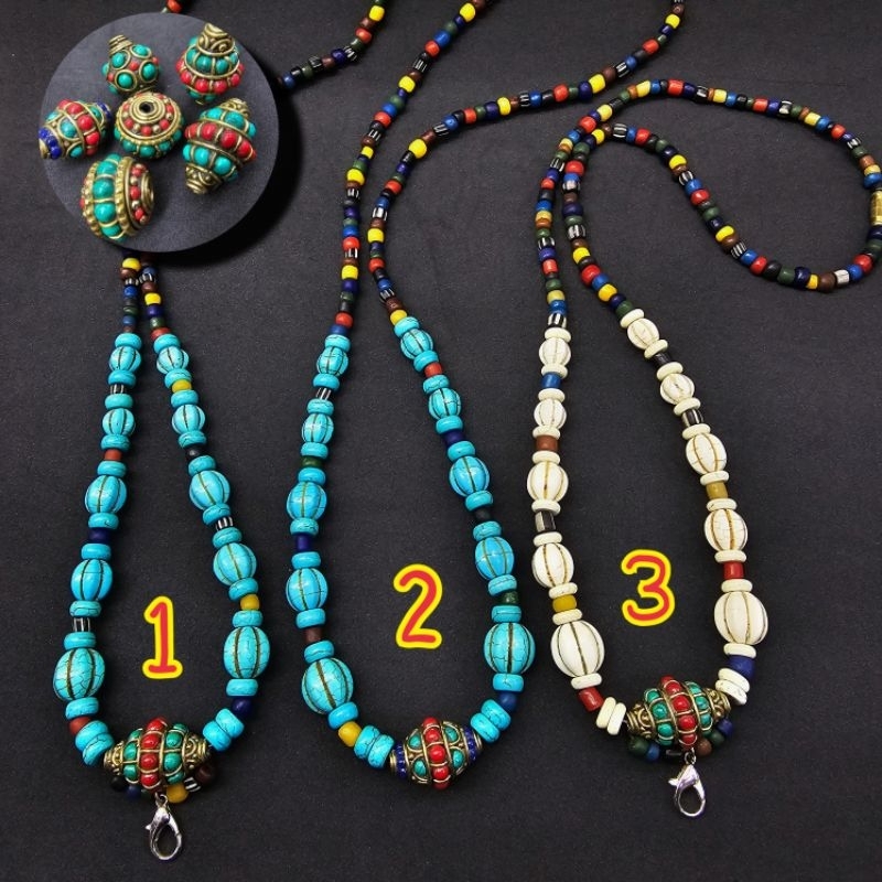 สร้อยคอลูกปัดโบราณ เทอร์ควอยซ์ ลูกปัดทราวดี สร้อคอพระ ความยาว 26 นิ้ว สวมหัวได้ สินค้าพร้อมส่ง ส่งตรงจากนครศรีธรรมราช - รูปที่ 2