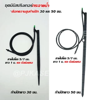 ชุดมินิสปริงเกอร์ กระจายน้ำ 90 180 360 องศา พร้อมขาปัก 30ซม. และ50 ซม. พร้อมสายไมโครยาว 1 ม.