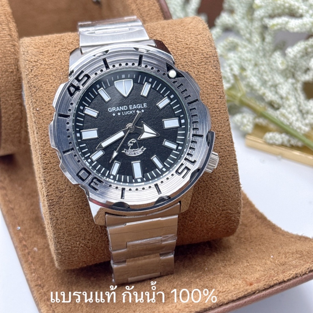 Grand Eagle นาฬิกาผู้ชาย สายสแตนเลท   ของแท้ กันน้ำ100%