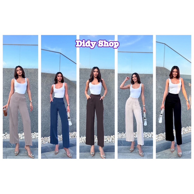 [New]กางเกงเก็บพุงทรงขากระบอกกลางซิปหลัง เอวสูง ผ้าอาธีน่า (S-3xL) – โปรปัง