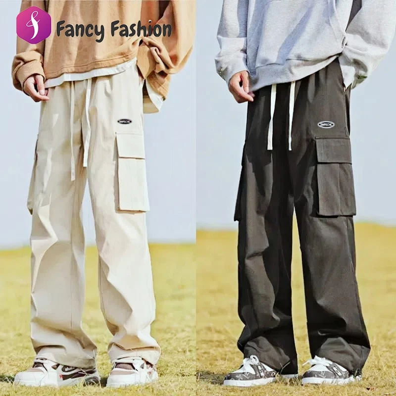 Fancy Fashion กางเกงคาร์โก้ขายาวลําลอง กางเกงคาร์โก้ขากว้างผู้ชาย กางเกงทรงตรงทรงหลวมลำลองอินเทรนด์ใหม่