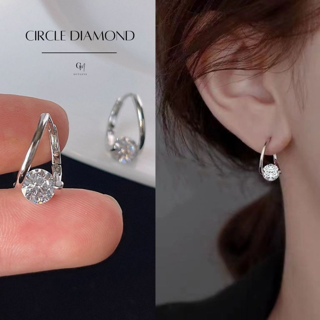 OUTLETS ล้างสต็อกจากโรงงานตรง✨ต่างหู Circle Diamond ตุ้มหูเงิน ต่างหูผู้หญิง ต่างหูเงิน ต่างหู