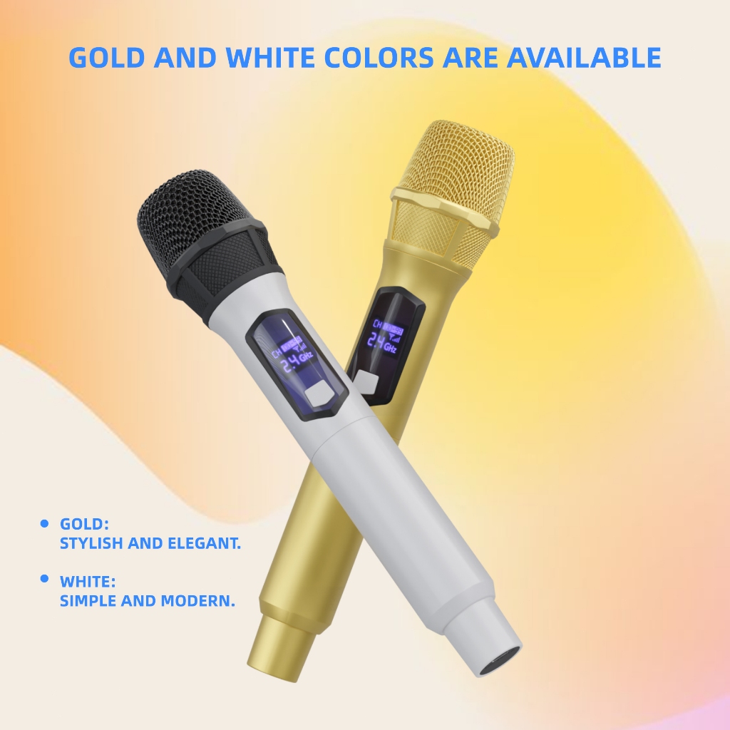 ไมโครโฟนไร้สาย 108B1/B2 ชาร์จได้ 2.4GHz UHF บันทึกเสียงคุณภาพสูง เหมาะสำหรับแสดง, ประชุม, ถ่ายทอดสด