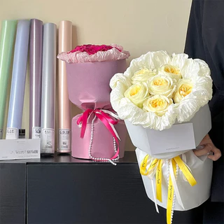 กระดาษห่อช่อดอกไม้ สีไข่มุก ขนาด 50*70cm 20 แผ่น/แพ็ค กันน้ำ กระดาษห่อช่อดอกไม้ห่อของขวัญ กระดาษห่อของขวัญ