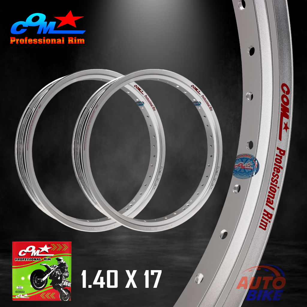 ล้อ COM AKRONT 1.40 X 17 สีเงิน ล้ออาก้อน ล้อคอม COM* อาก้อน ล้อขอบ17 ล้อมอไซ ล้อมอไซค์ ล้อมอเตอร์ไซค์ วงล้ออลูมิเนียม