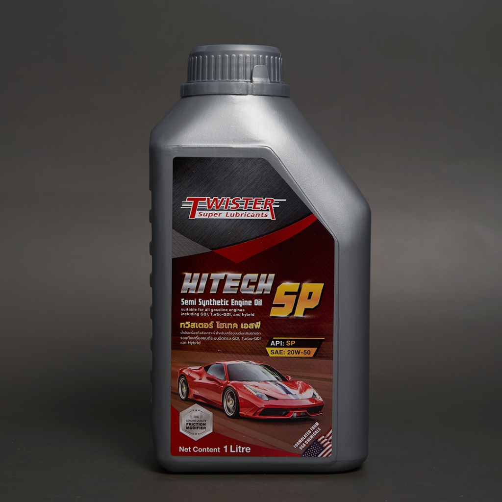 (1 ลิตร) น้ำมันเครื่อง Twister Hitech SP 20W-50 น้ำมันเครื่องกึ่งสังเคราะห์เบนซิน