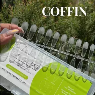 PVCแบบสีใสเนื้อบาง Soft gel tip กล่องเขียว 4ทรง(12size/504pcs./box) ต่อเต็มเล็บด้วยกาวหรือกาวเจล