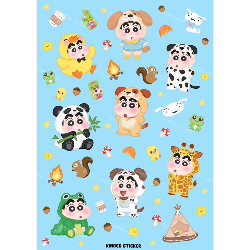 พร้องส่ง สติกเกอร์ ลายชินจัง sticker ไดคัทกันน้ำ ขนาด A6