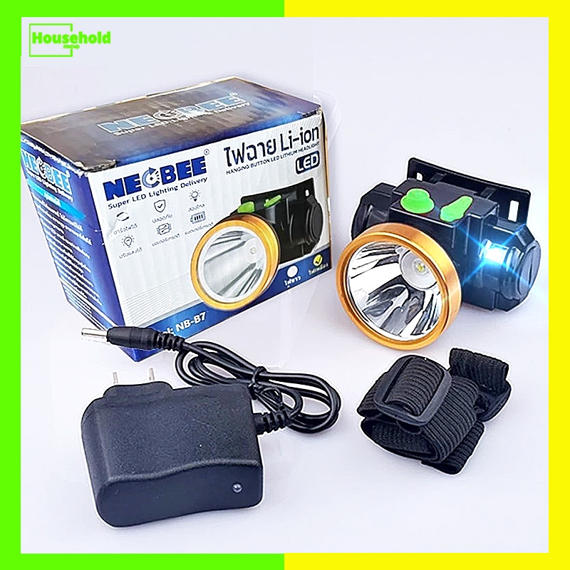 【รับประกัน 10 ปี】ไฟฉายคาดหัว LED พกพาสะดวก ชาร์จไฟบ้าน กระทัดรัด แสงขาว/เหลือง ไฟฉายแรงสูง เดินป่า กรีดยาง
