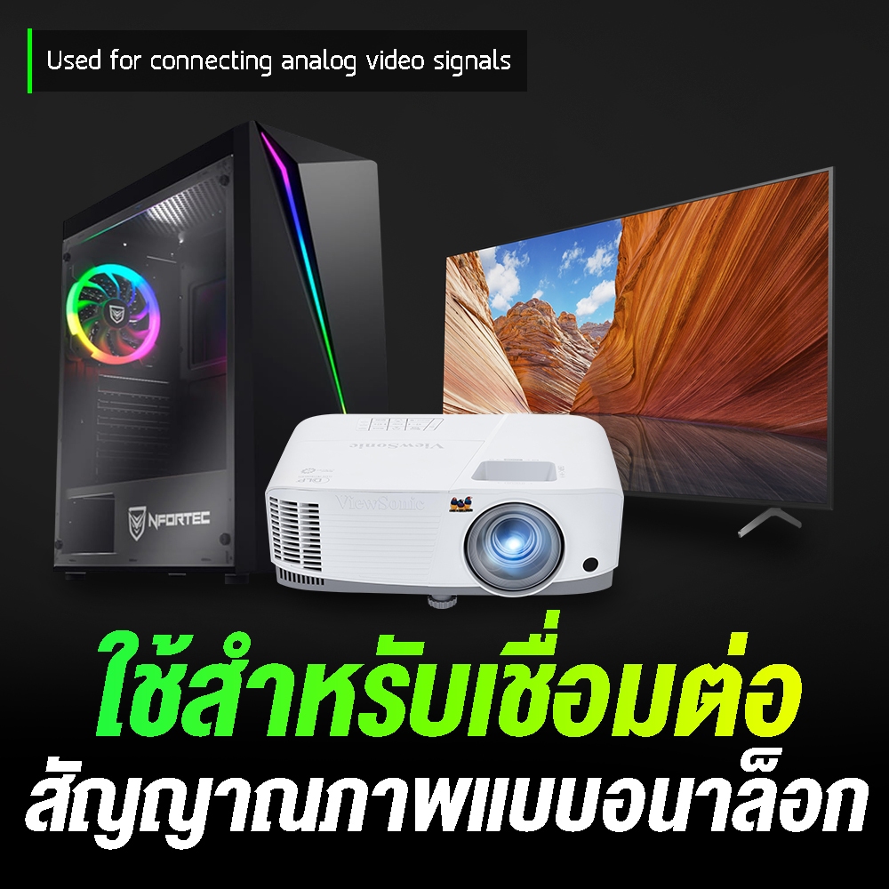 YOUDA สายแปลง HDMI TO VGA  รับประกัน 1ปี มีสาย AUX ออกเสียงวีดีโอได้ YD-HV01 / YD-HV02B จาก HDMI ออก VGA ตัวแปลงสัญญาณ