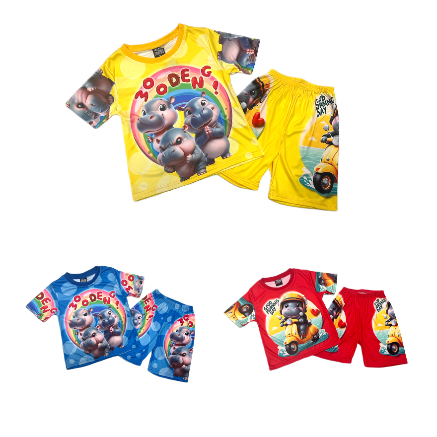 เสื้อผ้าแฟชั่นเด็ก เสื้อผ้าเด็กผู้ชาย ชุดเซ็ต แขนสั้น ขาสั้น ผ้ามัน PM888(111-120)