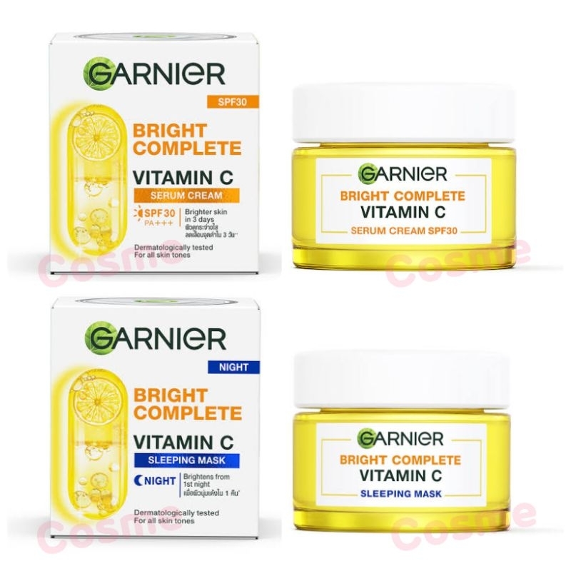 EXP.ปี2027 Garnier Bright Complete ชุดหน้าขาว มีให้เลือก เดย์ครีม 50มล และ ไนท์ครีม 50มล