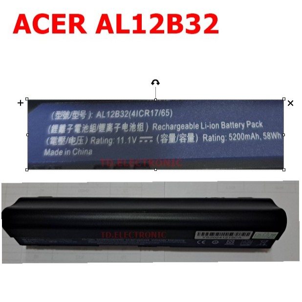 BATTERY:ACER AL12B32 เทียบ OEM ใช้ได้กับรุ่น  Acer Aspire One 756 V5-171 725 B113 B113M B113-M C7 C7