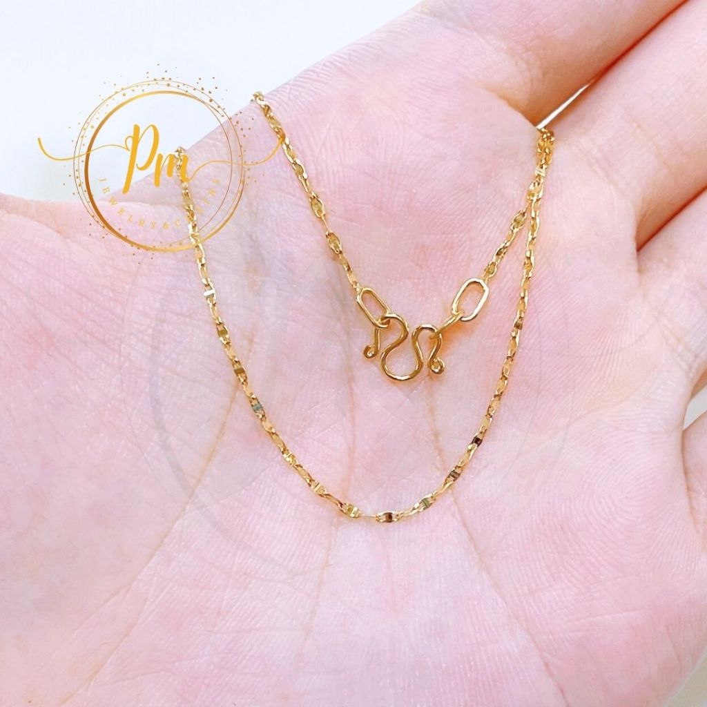 สร้อยคอทองแท้ PM ตะขอเอ็ม ทองคำแท้ 9k Italy (375) ลายจันทร์ มีใบรับประกันจากทางร้าน