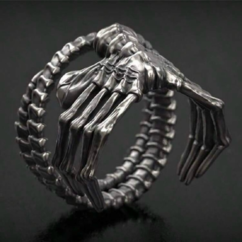แหวนสัตว์ประหลาดเกาะหน้า Facehugger แหวนเงิน สไตล์พังก์ ฮิปฮอป กรันจ์ เฮวี่เมทัล AlienRomulus เอเลี่ยนโรมูลัส