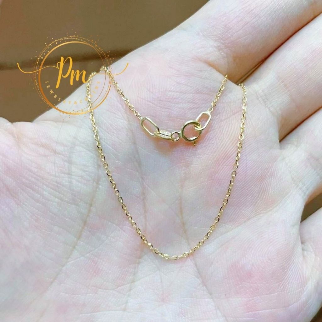 สร้อยคอทองแท้ PM ตะขอก้ามปู ทองคำแท้ 9k Italy (375) ลายโซ่เล็ก มีใบรับประกันจากทางร้าน