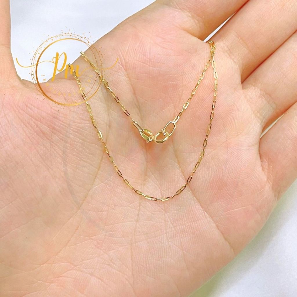 สร้อยคอทองแท้ PM ตะขอก้ามปู ทองคำแท้ 9k Italy (375) ลายโซ่ฝรั่ง มีใบรับประกันจากทางร้าน