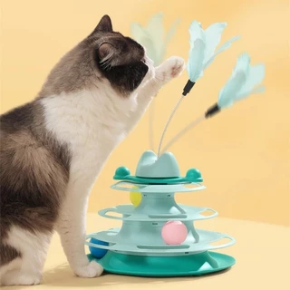 ของเล่นแมว Self-Happy บรรเทาความเบื่อหน่าย Teasing Cat Stick สัตว์เลี้ยงแมว Turntable Ball เมาส์ Handy เครื่องมือลูกแมวล