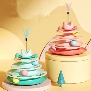 ของเล่นแมว Self-Happy บรรเทาความเบื่อหน่าย Teasing Cat Stick สัตว์เลี้ยงแมว Turntable Ball เมาส์ Handy เครื่องมือลูกแมวล