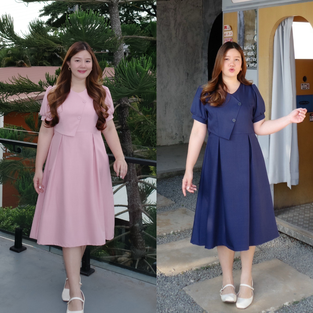 ( อกถึง 50") Sharon Dress เดรสสาวอวบ ชุดสาวอวบ