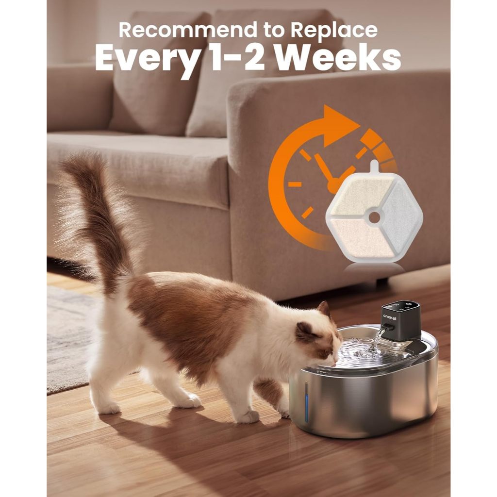 Oneisall ไส้กรองคาร์บอน 9 ชิ้นสำหรับเปลี่ยนน้ำพุสัตว์เลี้ยง ขนาด 4 ลิตร รุ่น PTM - 643 Filter - รูปที่ 2