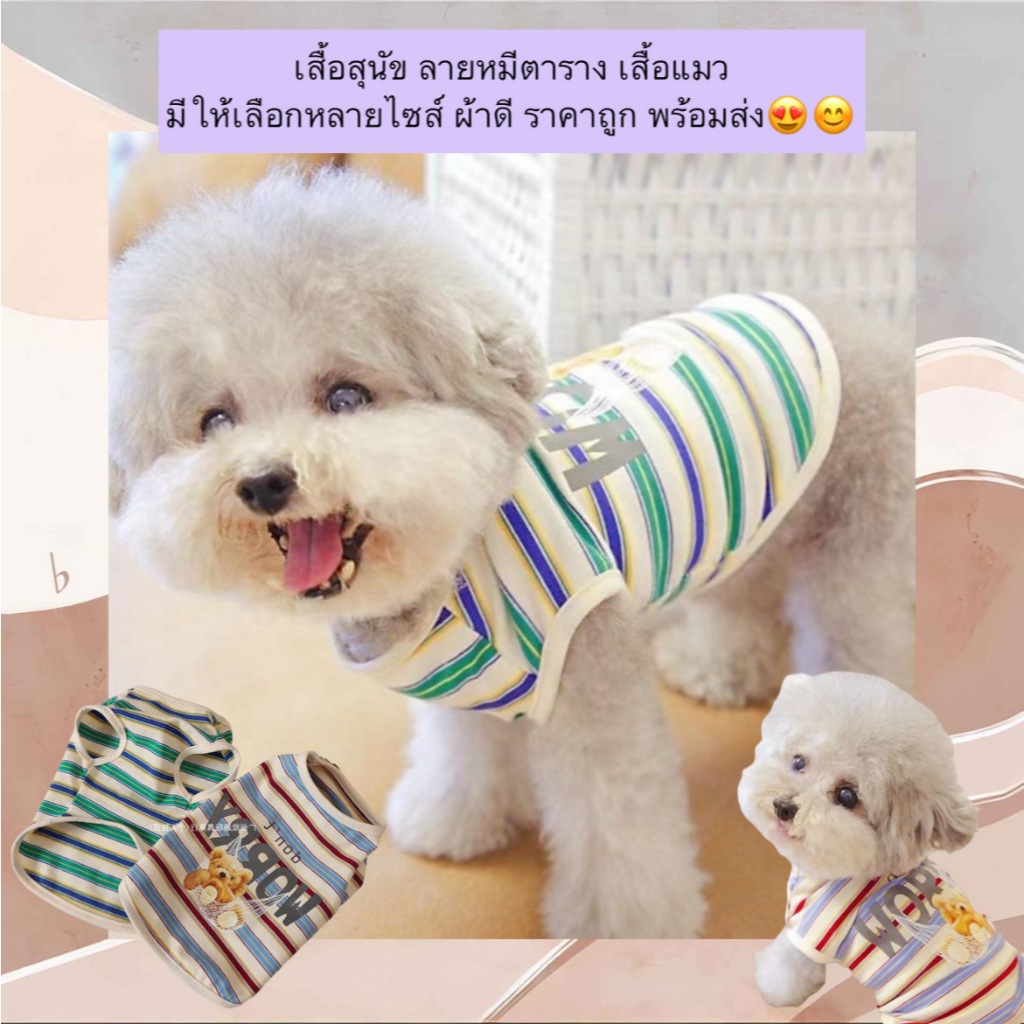 MG-680 เสื้อสุนัข ลายหมีตาราง เสื้อแมว มีให้เลือกหลายไซส์ ผ้าดี ราคาถูก พร้อมส่ง😍😊