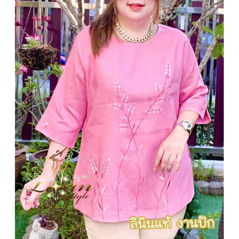 เสื้อลินิน เสื้อผู้ใหญ่ใส่ออกงาน ดีไซน์สวยเก๋ ลายดอกไม้สีสันสดใส - รูปที่ 3