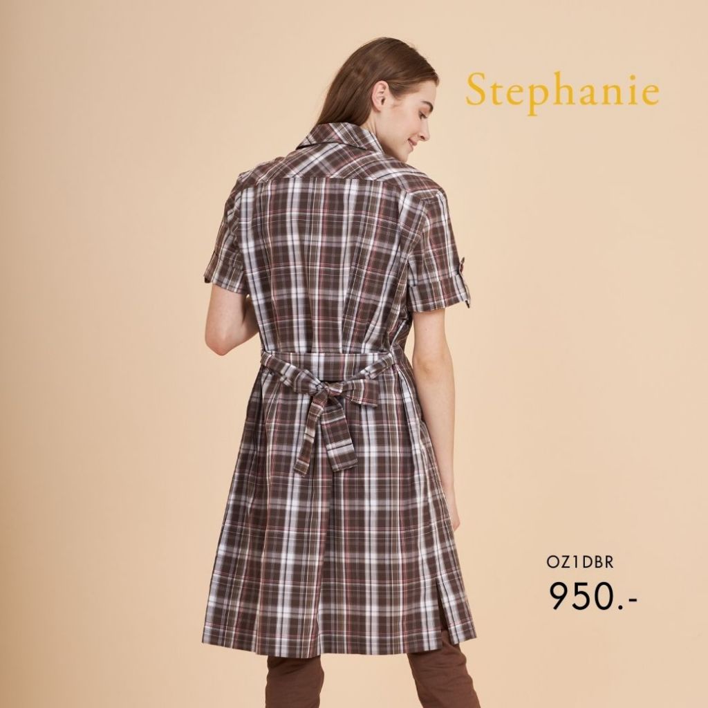 Stephanie ชุดเดรสเชิ๊ต DressA-Line ทรงเอสีน้ำตาล OZ1DBR — صورة 3