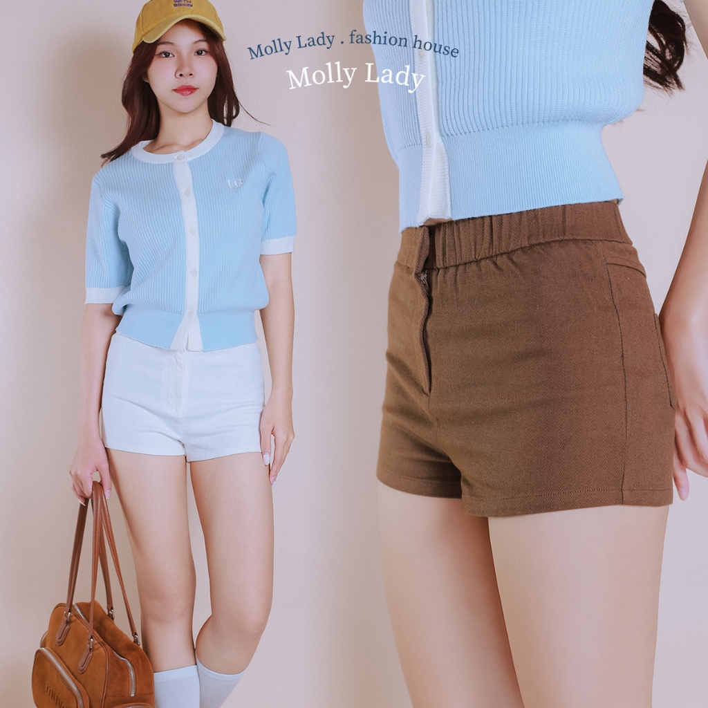 Molly Lady ❤️ Pop Shorts กางเกงขาสั้น มอลลี่ป็อป ผ้ายีนส์ยืด เอวยืดเข้ารูป ทรงน่ารัก