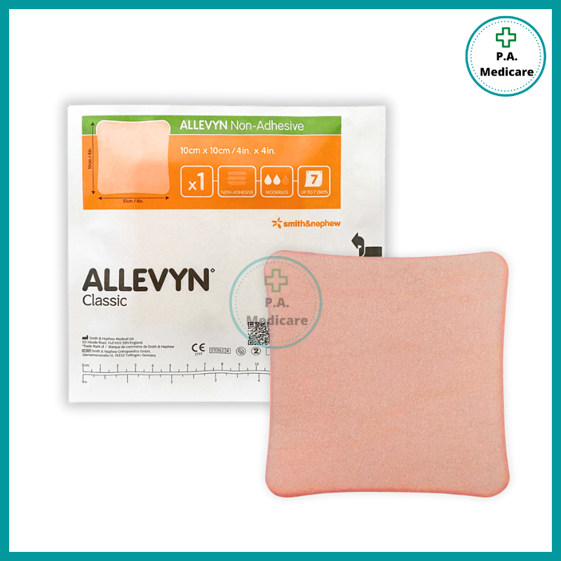 Allevyn Non-Adhesive แผ่นแปะแผลกดทับ (1 แผ่น/ซอง) ขนาด 10x10 cm. อัลลีวิน แผ่นดูดซับ แผ่นโฟม ชนิดไม่