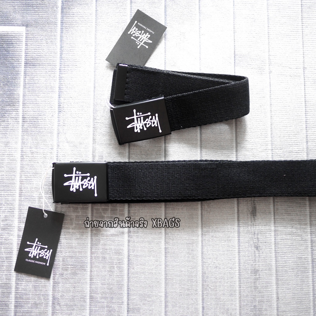 Stussy belt เข็มขัดผ้าหนา เอวยาวสุด 44 นิ้ว หัวสกรีนโลโก้