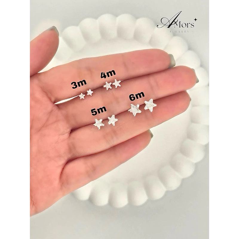 Amors jewelry : ต่างหูเพชร CZ ดาว เงินแท้ 925 (ราคา 1 คู่)