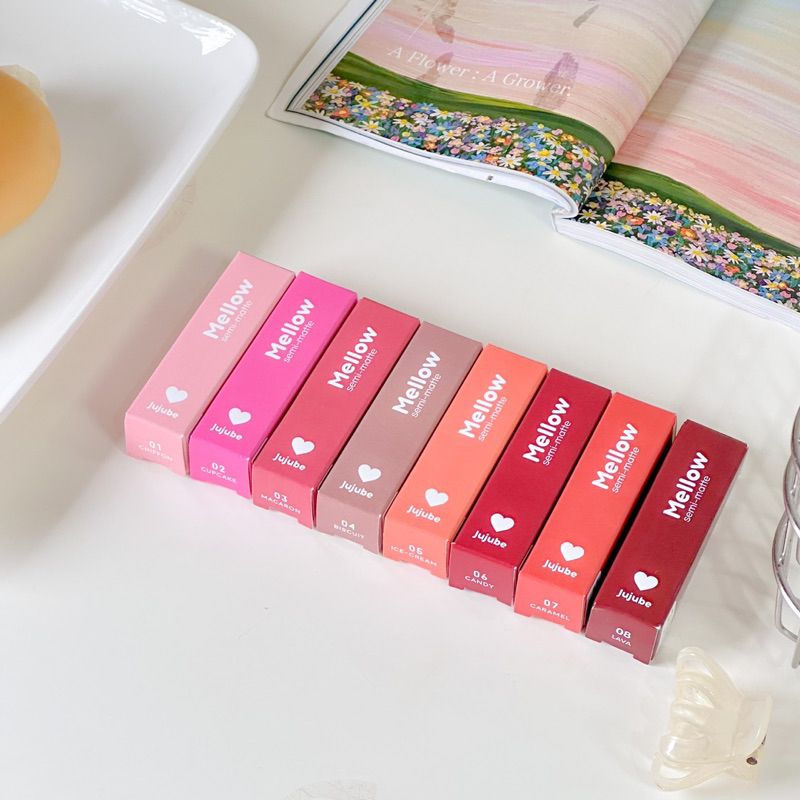 เมลโล่วแมทต์ ลิปแมทต์สีสวย กันน้ำ jujube มี8สี ไม่ติดแมส