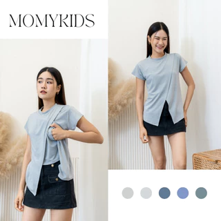 Momykids เสื้อยืดให้นม ผ้า Premium Cotton เปิดให้นมได้ 2 ข้าง สำหรับให้นม