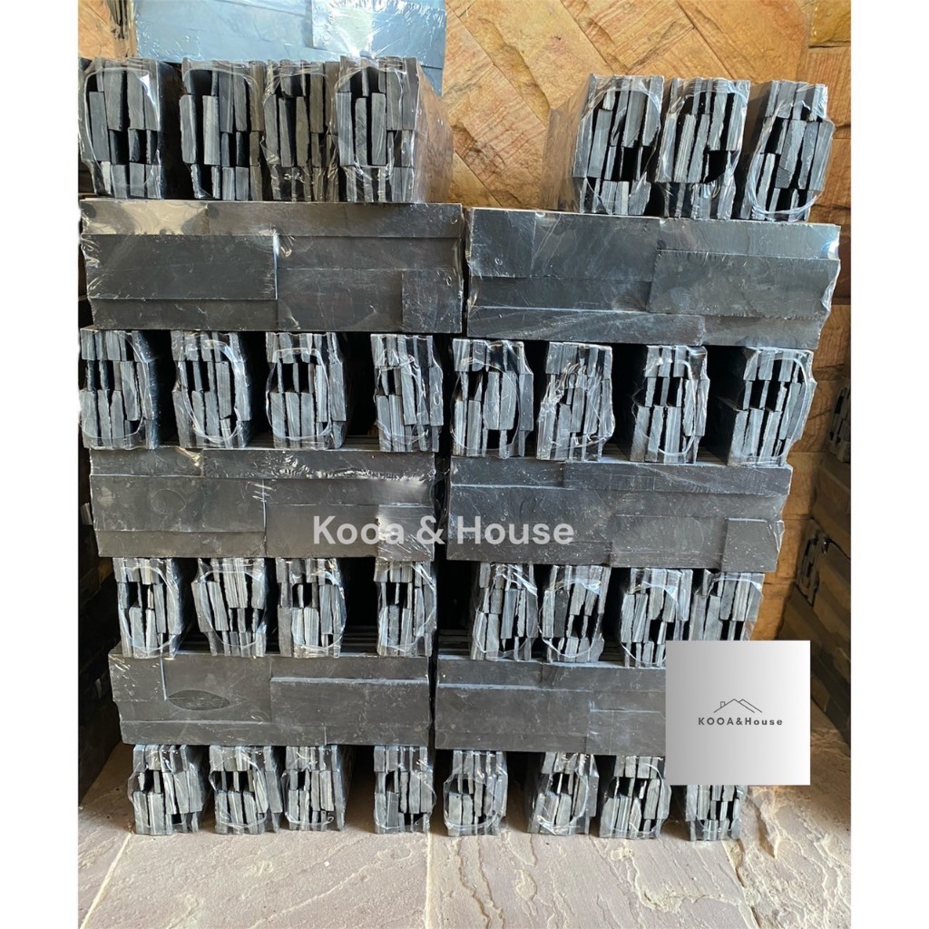 หินกาบจิ๊กซอว์ ธรรมชาติ สีดำ ลาย 7 ชิ้น ติดผนัง ปูเสา ขนาด 10x30 cm. - รูปที่ 6