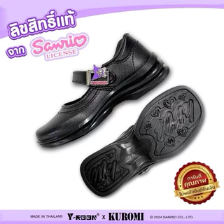💦พร้อมส่ง💦Y-ROON รองเท้านักเรียนหญิงหนังดำ พื้นสีม่วง รุ่น Y777 ไซส์ 33-42 ลิขสิทธิ์แท้จากซาริโอ้ คุโรมิ รองเท้านักเรียน