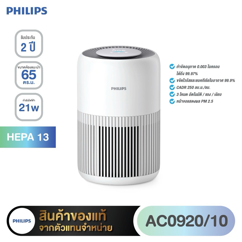 พร้อมส่งเครื่องฟอกอากาศสำหรับห้องขนาด 65 ตร.ม.Philips Air Purifier รุ่น AC0950/10 และรุ่น  AC0920/10