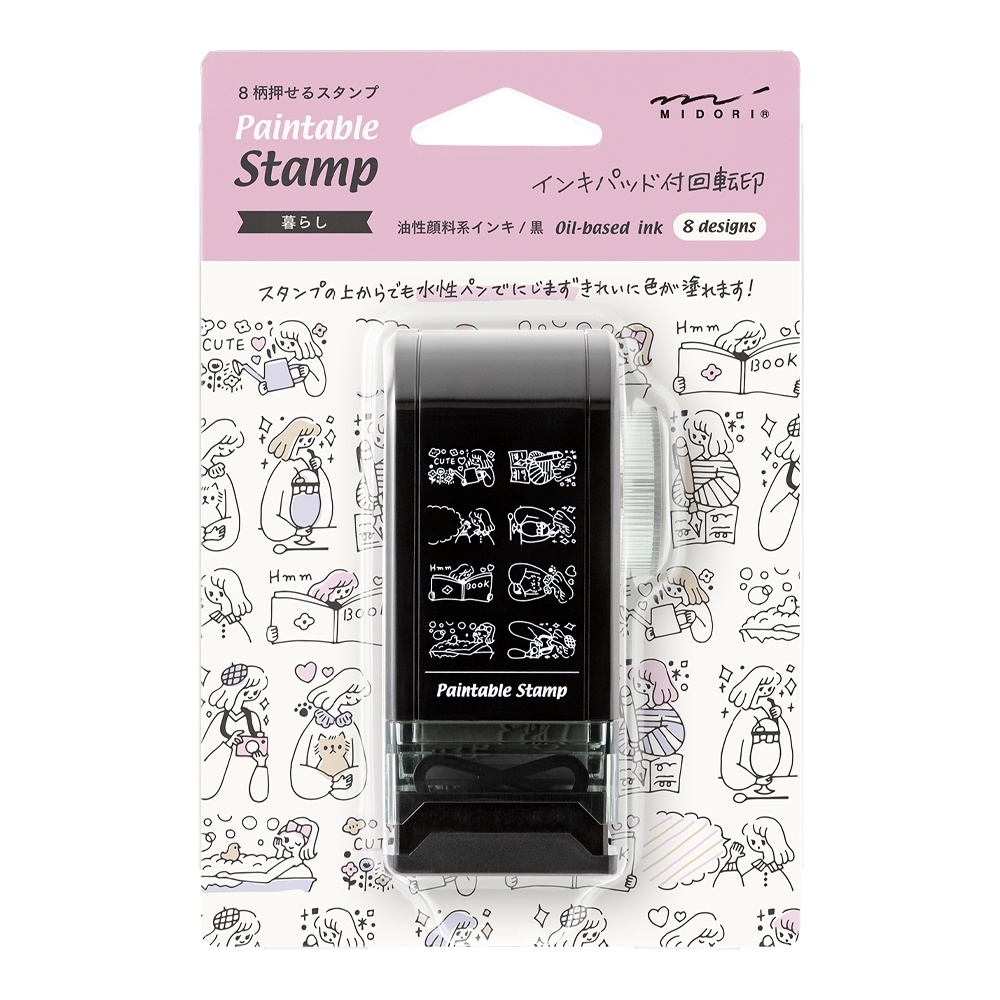 MIDORI Paintable Rotating Date Stamp Flowers (D35455006) / ตัวปั๊มวันที่แบบมีหมึกในตัว ลายดอกไม้ แบรนด์ MIDORI