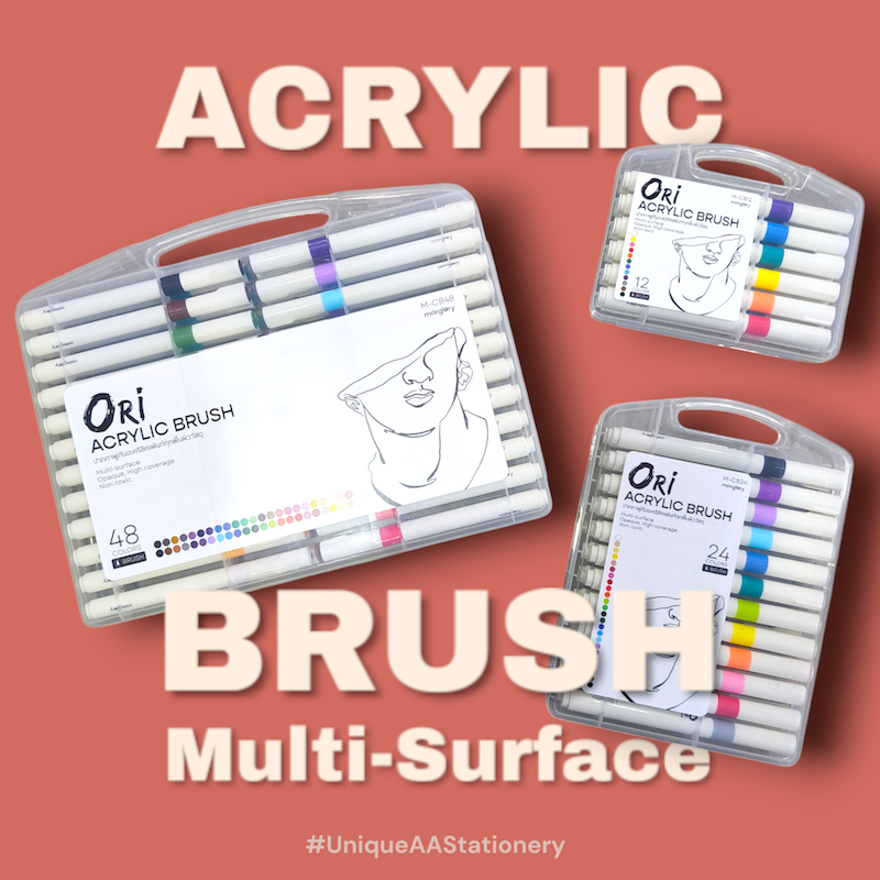ORI Acrylic Brush Pen โอริ ปากกาสีอะคริลิค หัวพู่กัน ชุด 12/24/48 สี