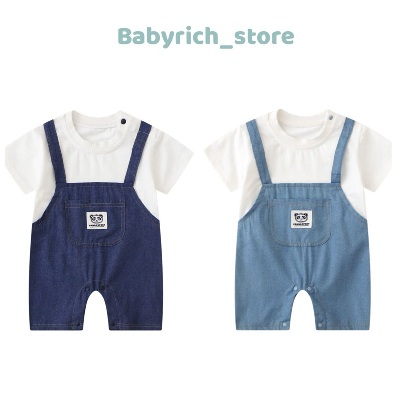 มาใหม่! (3M-2Y)ชุดเด็กชายแขนสั้น หน้าร้อน ชุดเด็กทารก ชุดเด็ก ชุดหล่อ เอี๊ยมยีนส์ บอดี้สูท รอมเปอร์ romper