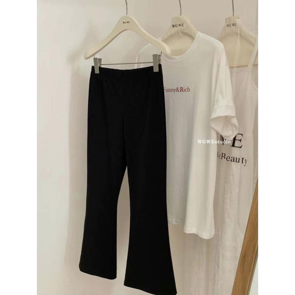 9174 WG.WE กางเกงผ้ายืดสีดำ