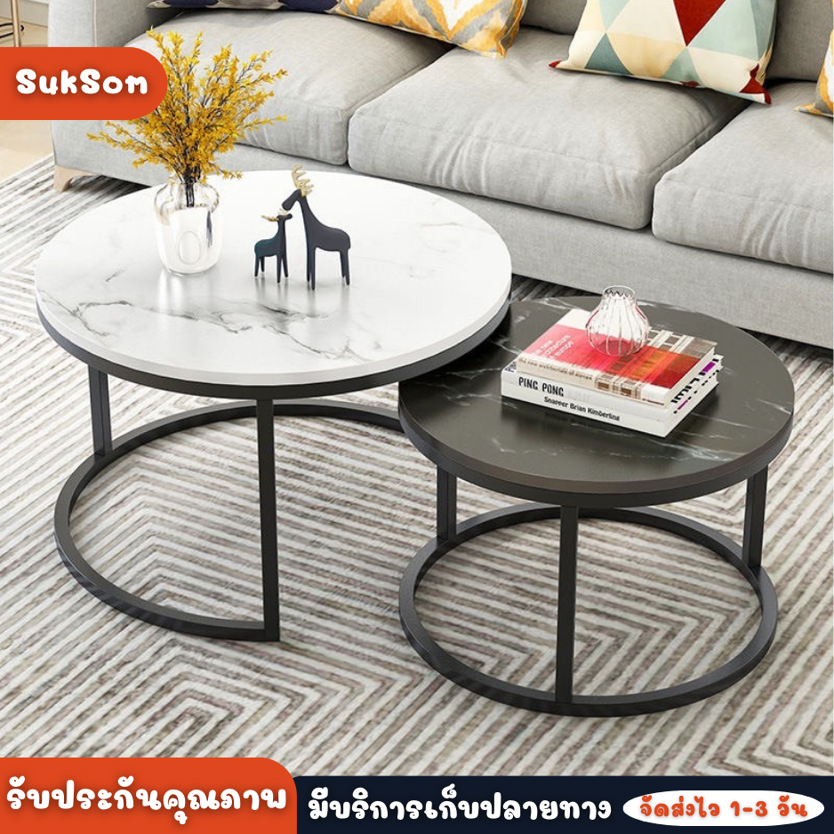 โต๊ะกลางโซฟา กาแฟ มาพร้อมลิ้นชักเก็บของ รับน้ำหนักได้ดี หน้าโต๊ะรองด้วยกระจก สีดำ/สีขาว/สีน้ำตาล