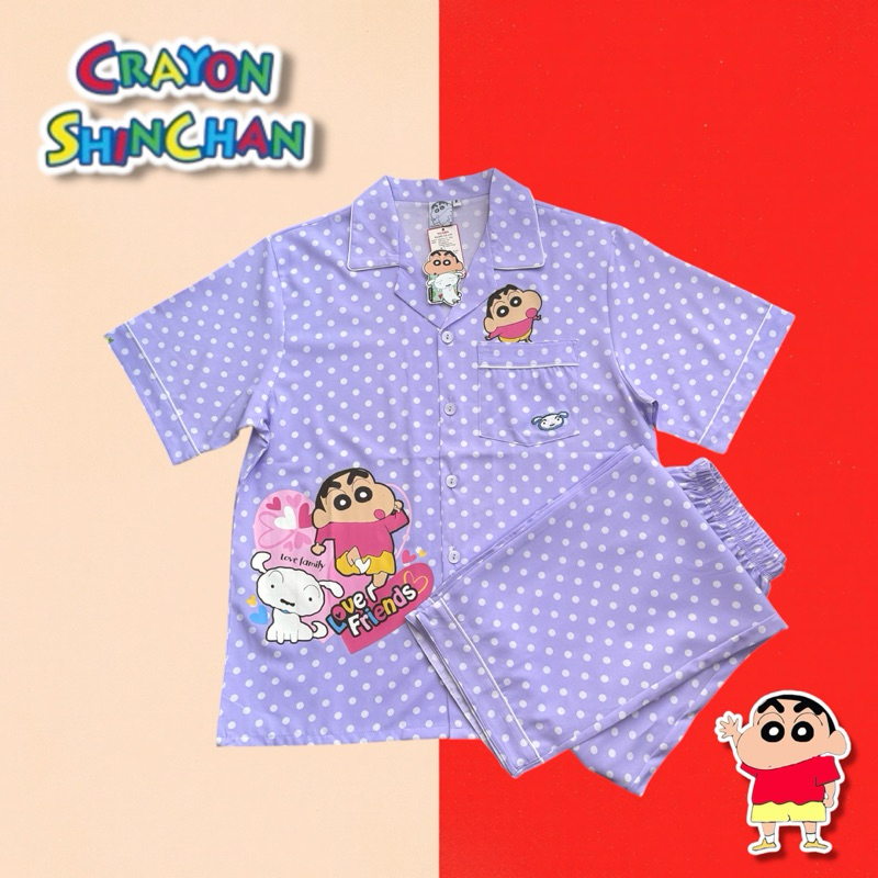 new arrival | ชุดนอน ชินจัง Shinchan x PAJARA รอบอก44“ ผ้าไหมอิตาลี่ ลิขสิทธิ์แท้ [โค้ดแฟชั่นลด30%1000]