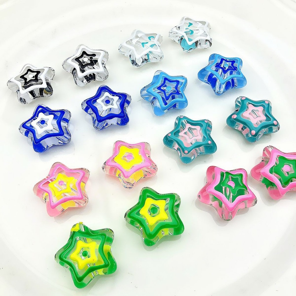 Star Five-pointed star two-color acrylic hand-painted beads diy accessories material bag mobile phon